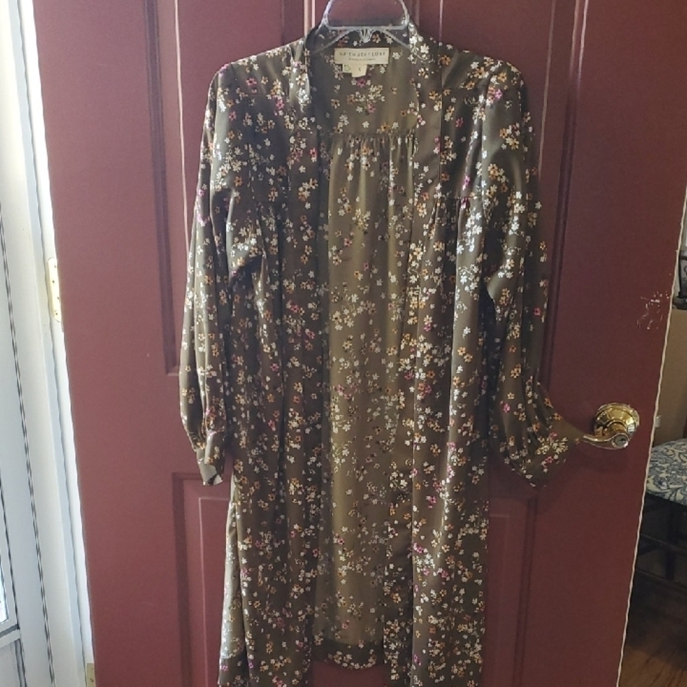 Saltwater Luxe Floral brownish olive Women's duster - Picture 1 of 9